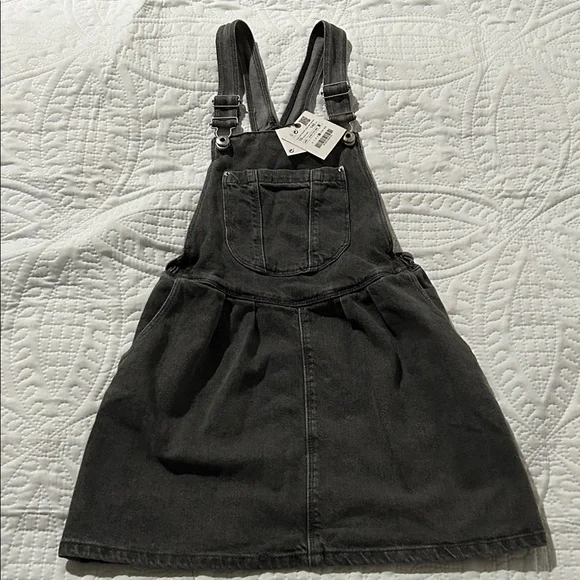 ZARA - Girls' Dark Gray Denim Overall Dress SZ: 10 - Picture 1 of 7